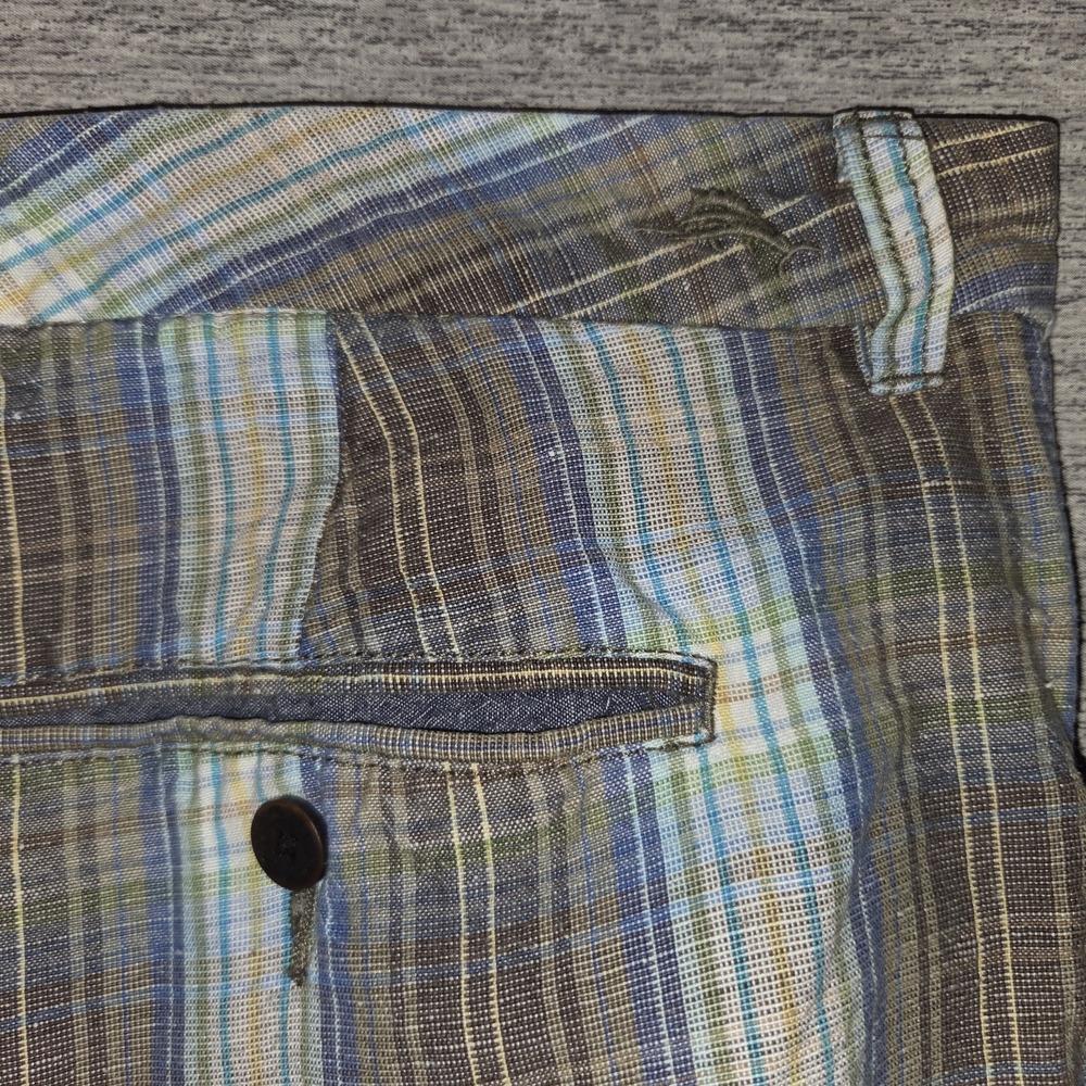 Tommy Bahama Linen Blend Shorts Men's 36 Plaid Chinos Breathable Preppy Casual - Picture 10 of 12